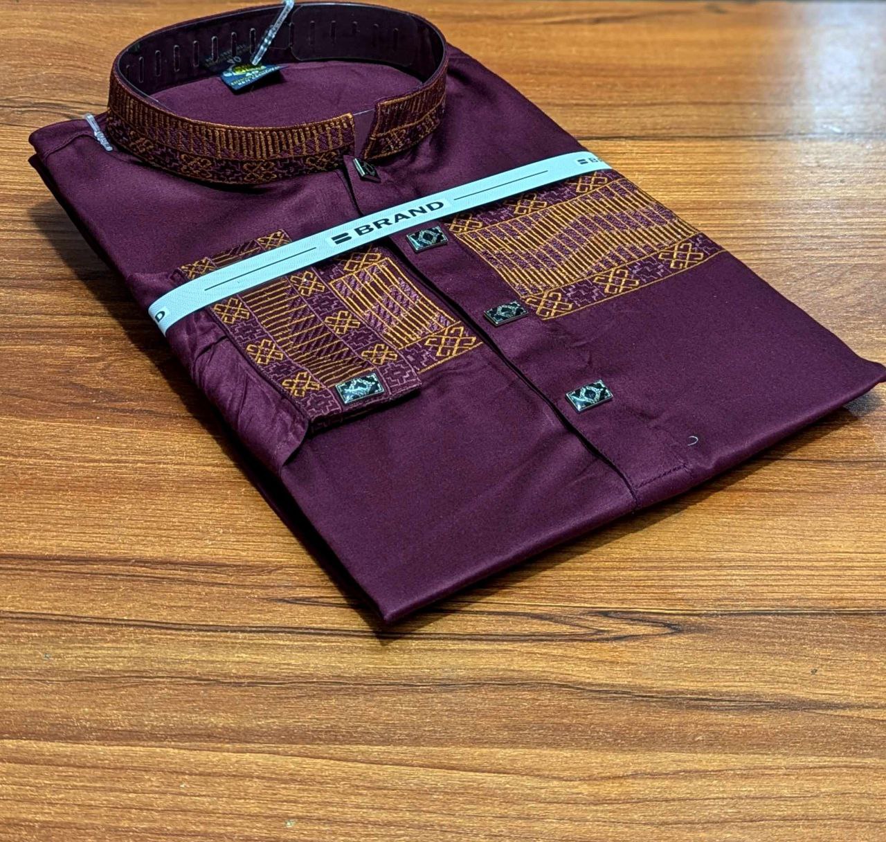 Panjabi | পাঞ্জাবি | কাপ হাতা-  Maroon Colour